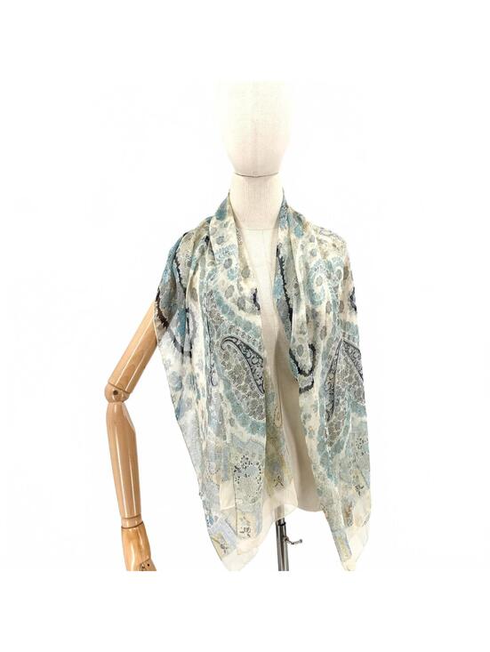 Liberty of London Accessories - Vintage Y2K Liberty of London Cream Blue Silk Paisley Scarf
